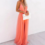 Elena | Vestido largo color coral