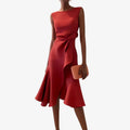 Eliana | Elegante vestido midi con corte asimétrico