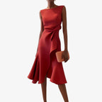 Eliana | Elegante vestido midi con corte asimétrico