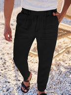 Pablo | PANTALONES DE LINO DE PIERNA ANCHA CON CORDÓN