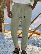 Pablo | PANTALONES DE LINO DE PIERNA ANCHA CON CORDÓN
