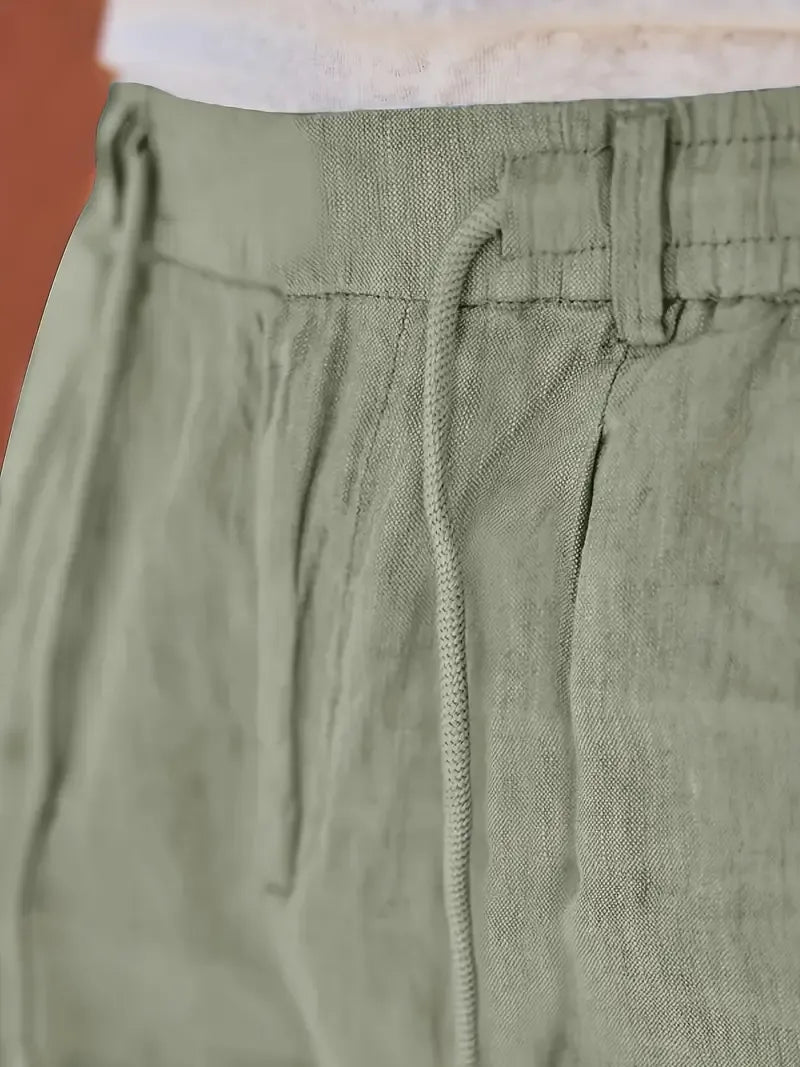 Pablo | PANTALONES DE LINO DE PIERNA ANCHA CON CORDÓN
