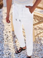 Pablo | PANTALONES DE LINO DE PIERNA ANCHA CON CORDÓN