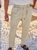 Pablo | PANTALONES DE LINO DE PIERNA ANCHA CON CORDÓN