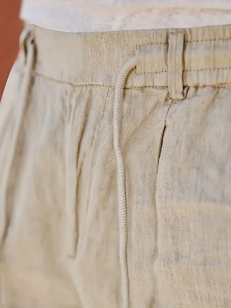 Pablo | PANTALONES DE LINO DE PIERNA ANCHA CON CORDÓN
