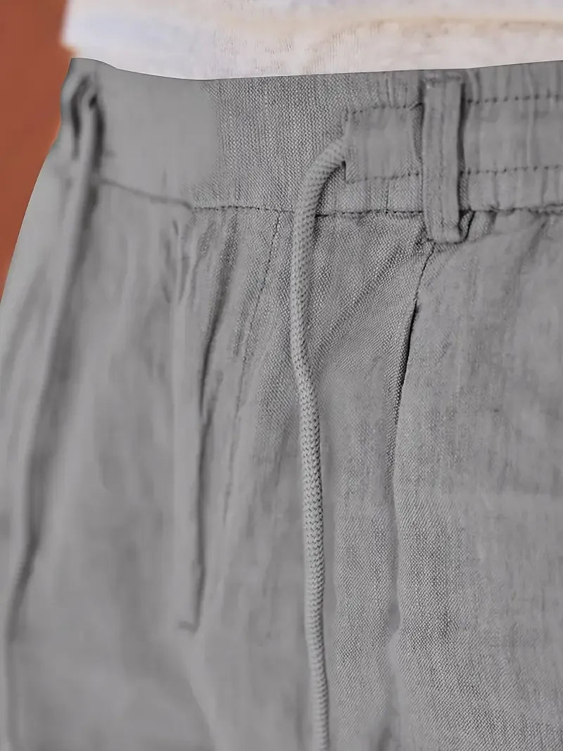 Pablo | PANTALONES DE LINO DE PIERNA ANCHA CON CORDÓN